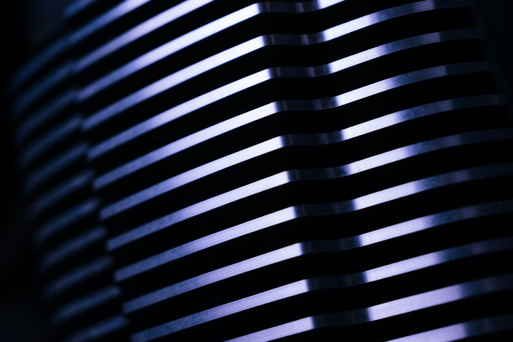 Abstract blue-lit metal structure